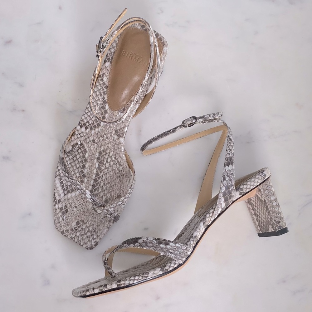 NWT Alexandre Birman ‘Nelly’ Python Heels, Size 36 EU (6 US) Natural Color
